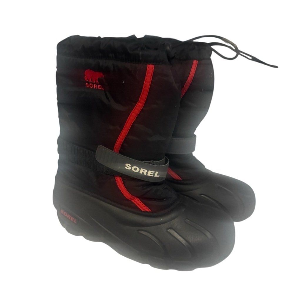 Sorel Kids Black and Red Snow Boots